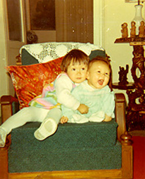 Me and my sister Sarah -- I'm the chubby baldish one.